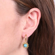 Orecchini in Acciaio sole con sfera turchese