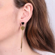 Orecchini in Acciaio cuori con catene pendenti