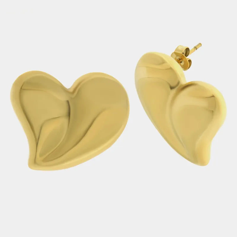 Orecchini in Acciaio a lobo con cuore liscio - BYSIMON gioielli