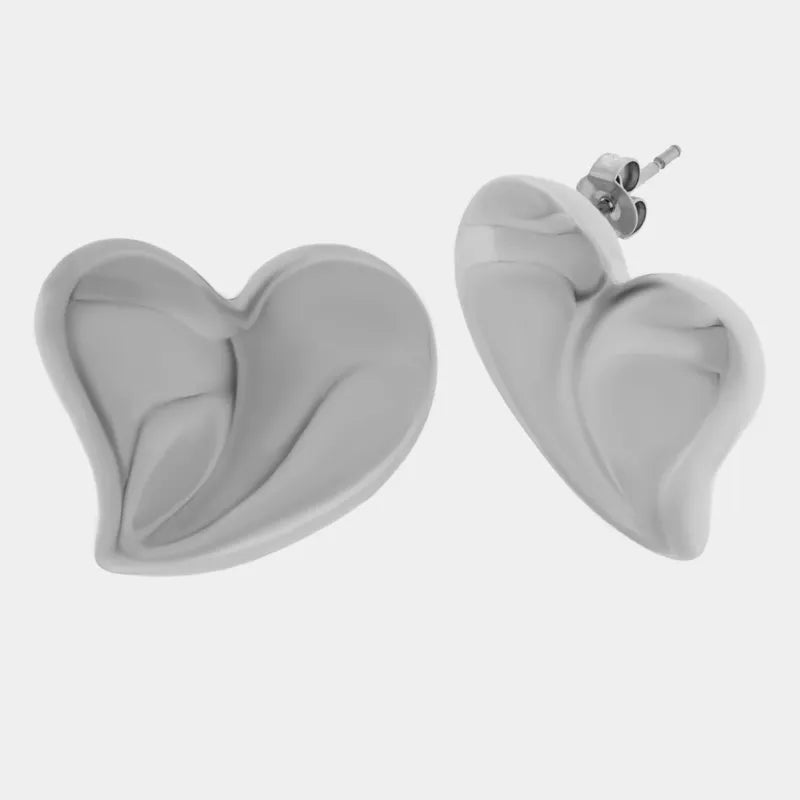 Orecchini in Acciaio a lobo con cuore liscio - BYSIMON gioielli