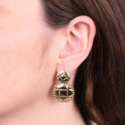 Orecchini in Acciaio con piastre rigate placcato oro