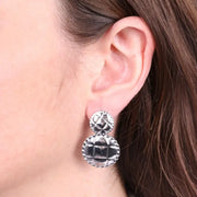 Orecchini in Acciaio con piastre rigate placcato silver