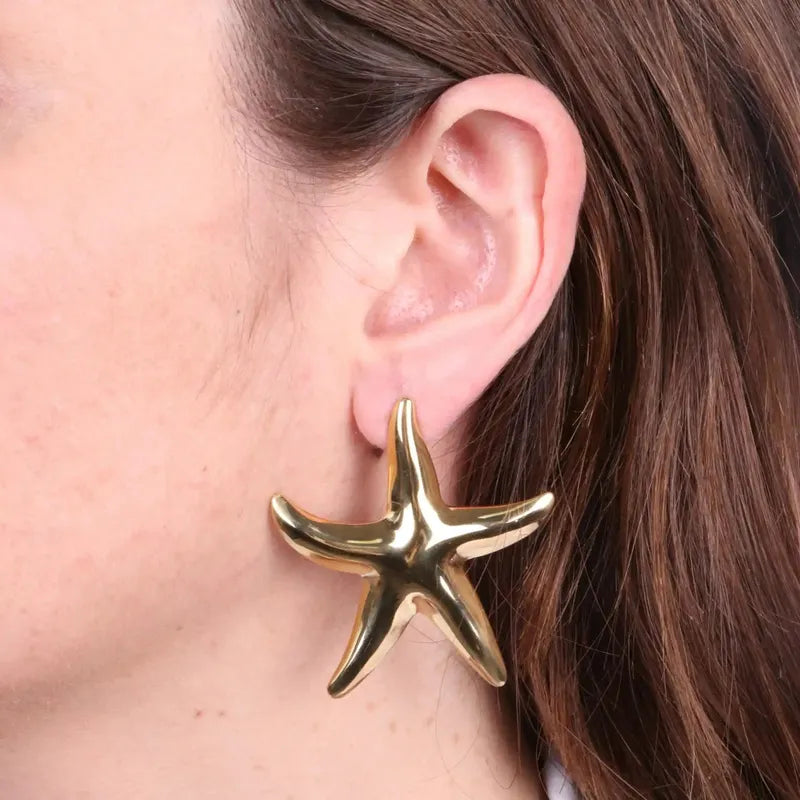 Stainless Steel Starfish Stud Earrings