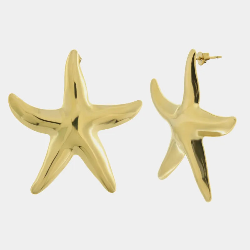 Stainless Steel Starfish Stud Earrings