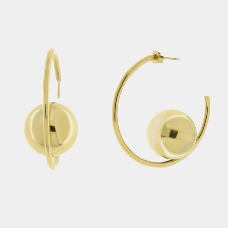 Orecchini in Acciaio a cerchio con sfera
