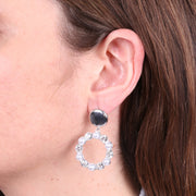 Orecchini in Acciaio cerchio con perle e cristalli