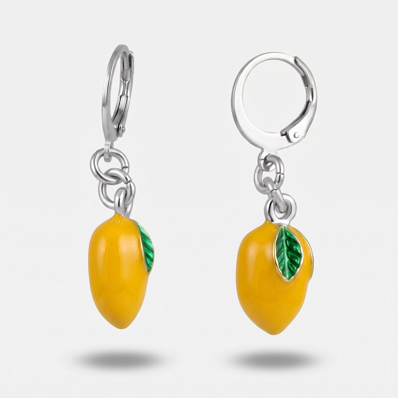 Orecchini in Acciaio cerchietto con limone - BYSIMON gioielli