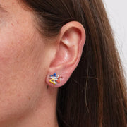 Orecchini in Acciaio trinacria impreziosita da smalti colorati