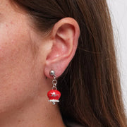 Orecchini in Acciaio con campanella rossa e scritta Capri