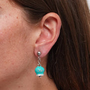 Orecchini in Acciaio con campnaella verde e scritta Capri