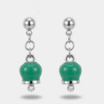 Orecchini in Acciaio con campanelle portafortuna pendenti verde acqua, impreziosite da punto luce - BYSIMON gioielli