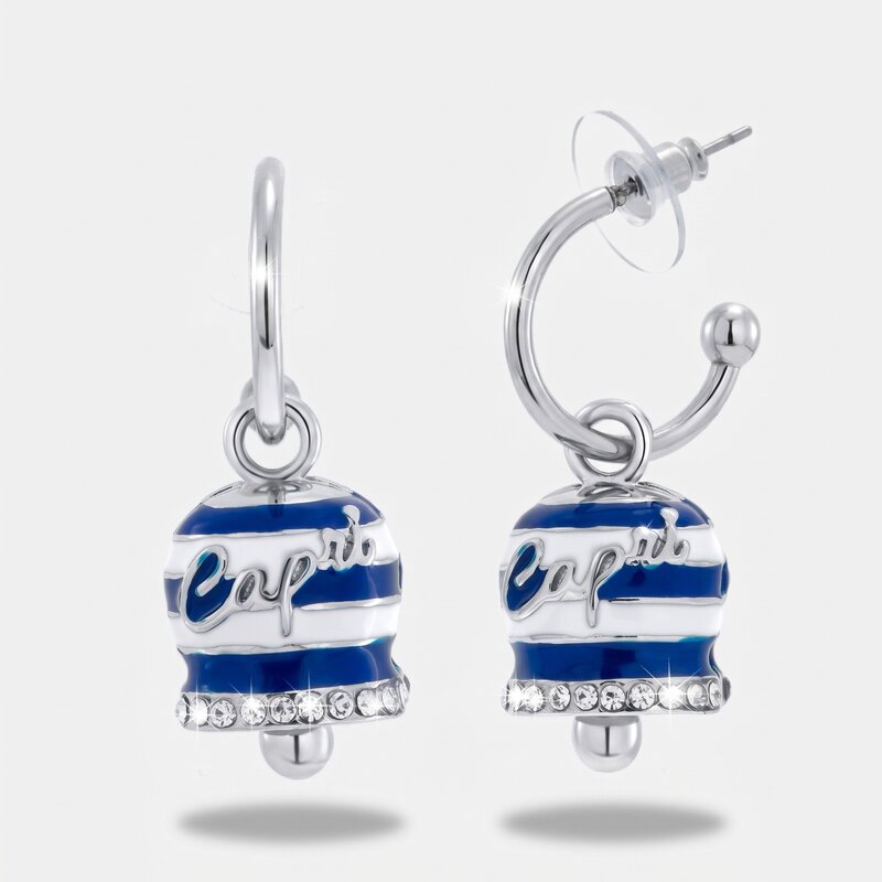 Orecchini in Acciaio Inossidabile campanella Capri con strisce blu | gioielli in acciaio inossidabile | BYSIMON