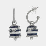 Orecchini in Acciaio campanella Capri con  strisce blu - BYSIMON gioielli