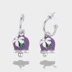 Orecchini in Acciaio campanella viola con fiore bianco - BYSIMON gioielli