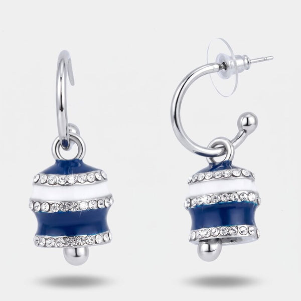 Orecchini in Acciaio campanella con strisce blu e bianche - BYSIMON gioielli