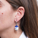Orecchini in Acciaio campanella Capri blu e bianca - BYSIMON gioielli