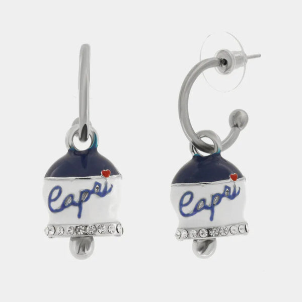 Orecchini in Acciaio campanella Capri blu e bianca - BYSIMON gioielli