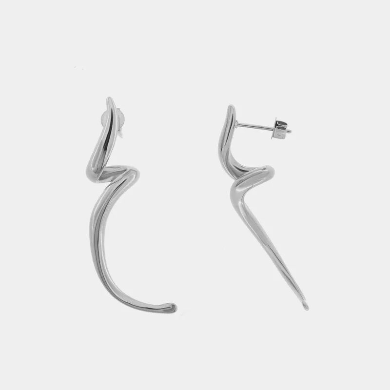 Orecchini in Acciaio forma irregolare liscio silver - BYSIMON gioielli