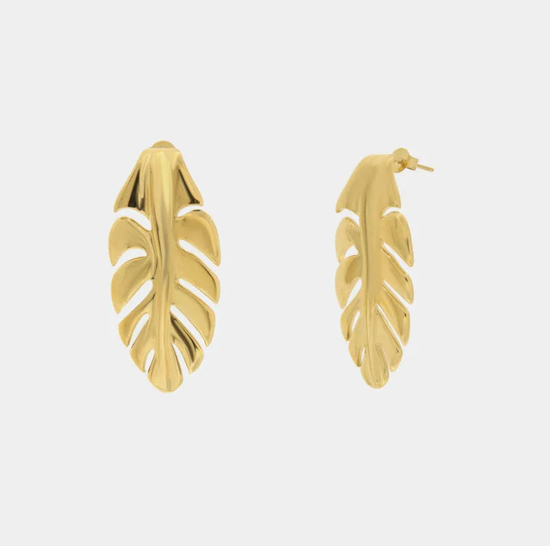 Orecchini in Acciaio foglia gold - BYSIMON gioielli