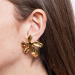 Orecchini in Acciaio fiore liscio gold - BYSIMON gioielli