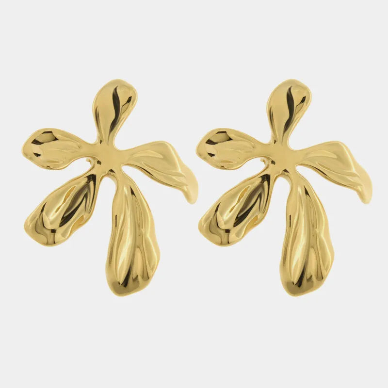 Orecchini in Acciaio fiore liscio gold - BYSIMON gioielli