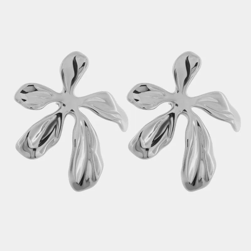 Orecchini in Acciaio fiore liscio silver - BYSIMON gioielli
