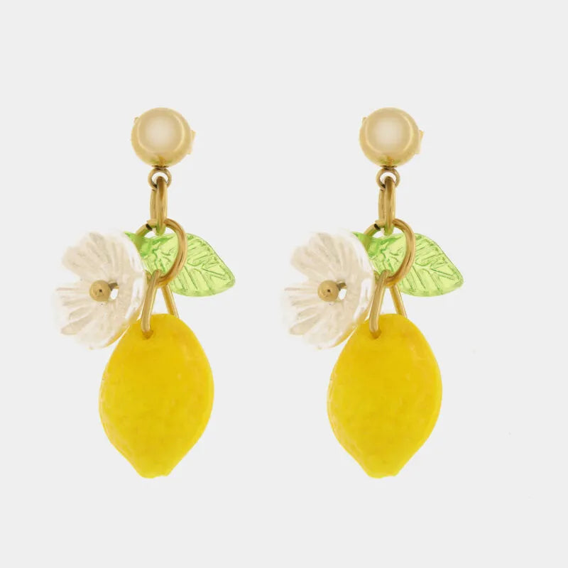 Orecchini in Acciaio limone con fiore COEUR - gioiello BySimon
