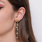 Orecchini in Acciaio fiocco con fili pendenti - BYSIMON gioielli