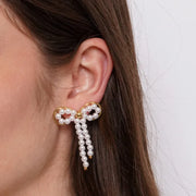 Orecchini in Acciaio fiocco con perle - BYSIMON gioielli