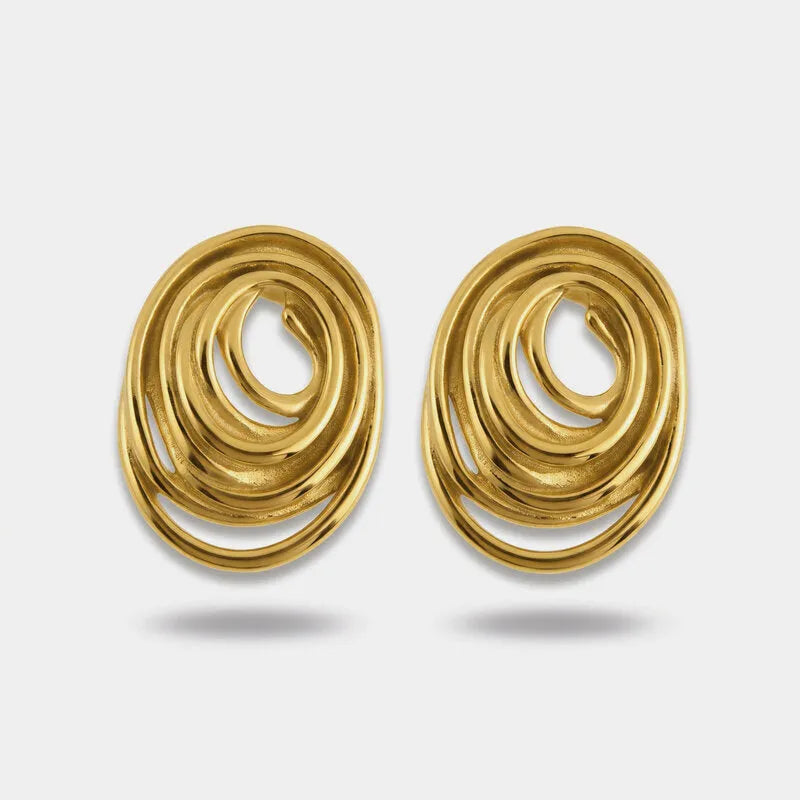 Orecchini in Acciaio rotondi design spirale