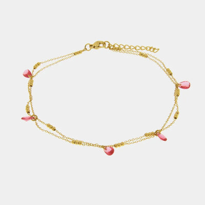 Cavigliera in Acciaio con cristalli rosa - cavigliera donna BYSIMON