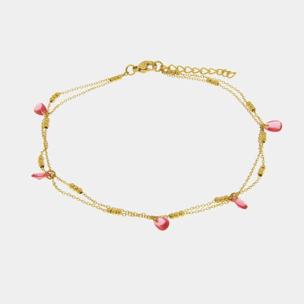 Cavigliera in Acciaio con cristalli rosa - cavigliera donna BYSIMON