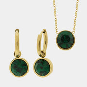 Set in acciaio cristalli verdi