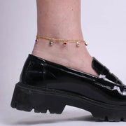 Cavigliera in Acciaio con cristalli colorati pendenti