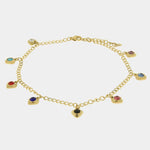 Cavigliera in Acciaio con cristalli colorati pendenti COEUR - gioiello BySimon