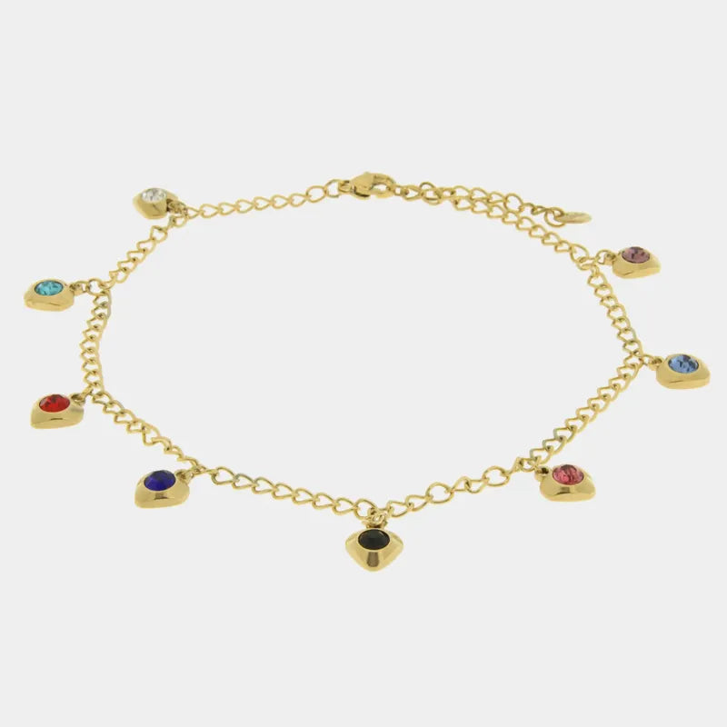 Cavigliera in Acciaio con cristalli colorati pendenti COEUR - gioiello BySimon