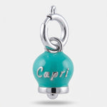 Ciondolo in Acciaio campanella verde con scritta Capri - BYSIMON gioielli