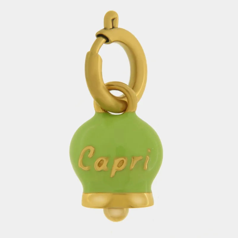 Ciondolo in Acciaio campanella verde chiaro con scritta Capri - BYSIMON gioielli