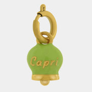 Ciondolo in Acciaio campanella verde chiaro con scritta Capri