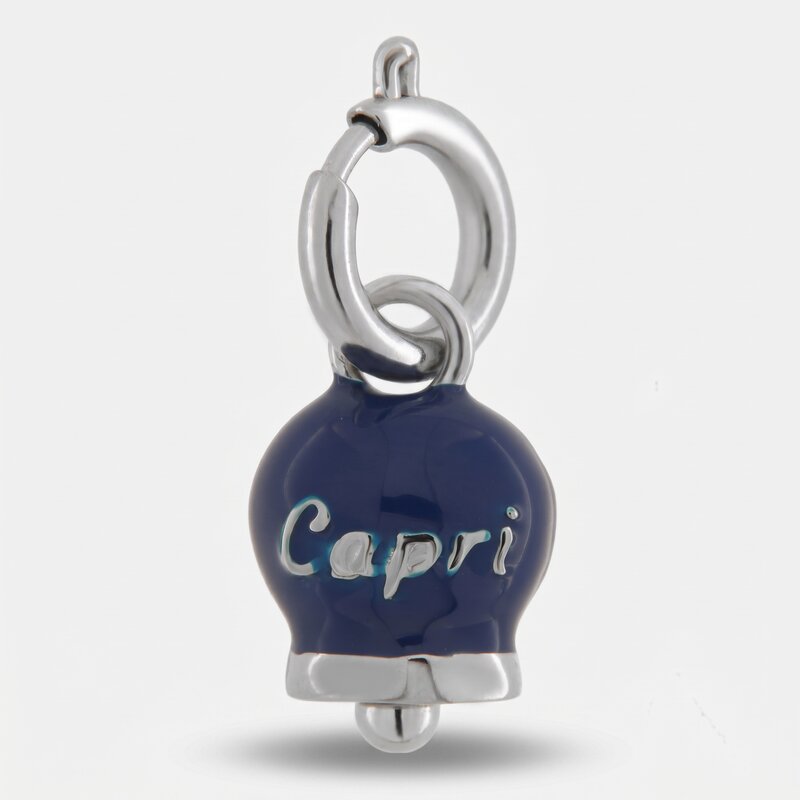 Ciondolo in Acciaio campanella blu con scritta Capri - BYSIMON gioielli