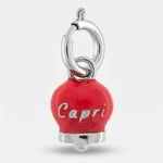 Ciondolo in Acciaio campanella rossa con scritta Capri - BYSIMON gioielli
