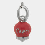 Ciondolo in Acciaio campanella rossa con scritta Capri - BYSIMON gioielli