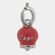 Ciondolo in Acciaio campanella rossa con scritta Capri