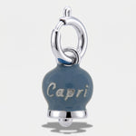 Ciondolo in Acciaio campanella blu cobalto con scritta Capri - BYSIMON gioielli