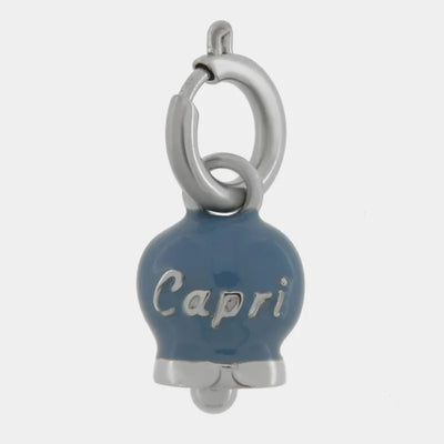 Ciondolo in Acciaio campanella blu cobalto con scritta Capri - BYSIMON gioielli