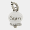 Ciondolo in Acciaio campanella bianca con scritta Capri e zirconi