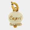 Ciondolo in Acciaio campanella bianca e oro con scritta capri e zirconi