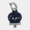 Ciondolo in Acciaio campanella blu con scritta Capri e zirconi