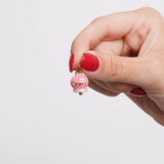 Ciondolo in Acciaio campanella rosa con scritta Capri e zirconi