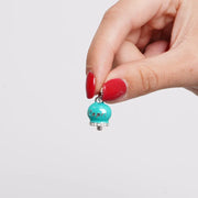 Ciondolo in Acciaio campanella verde acqua con scritta Capri e zirconi